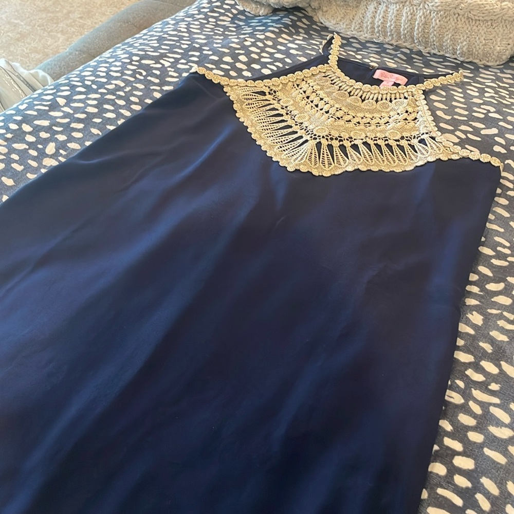 Lilly Pulitzer Navy & Gold Sundress